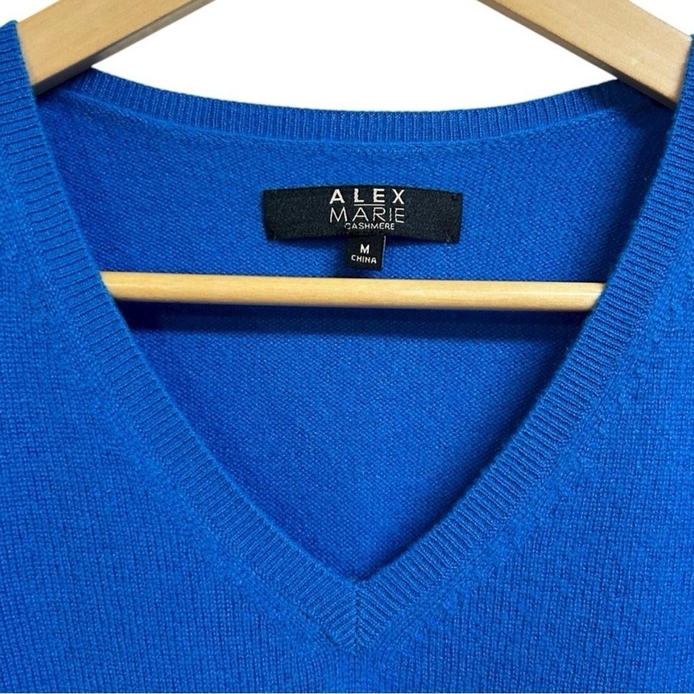 Alex Marie 100% Cashmere V-Neck Sweater Blue Size Medium - Picture 3 of 6